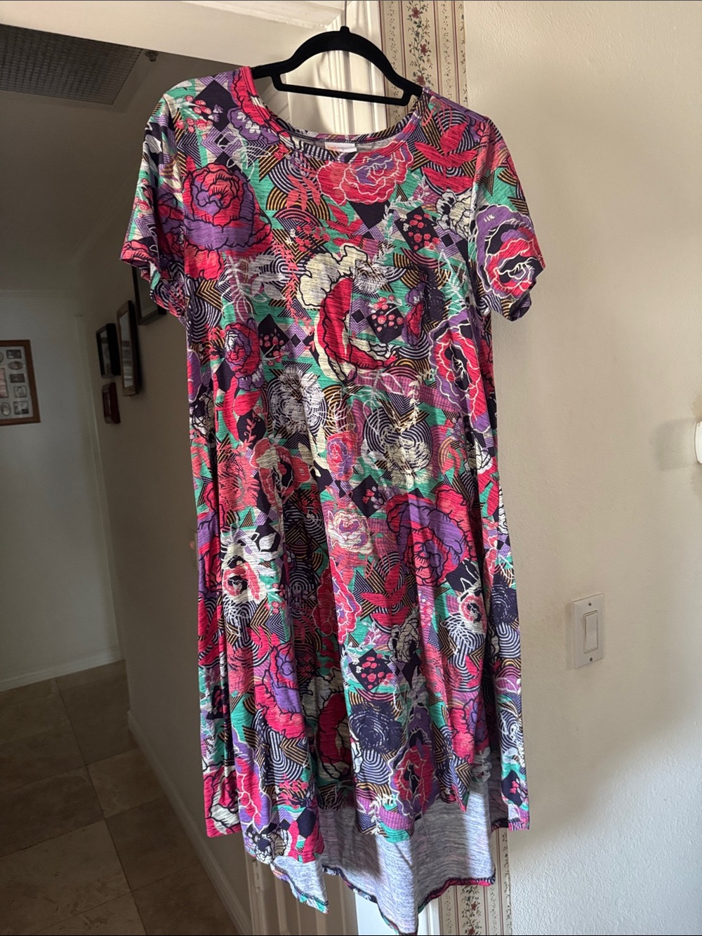 LuLaRoe Carly multicolor Floral & Geometric Dress